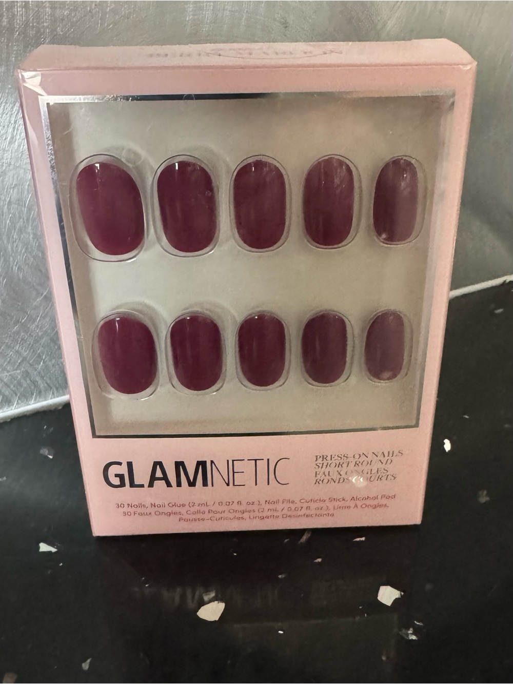 Glamnetic Press-On Nails - BERRY MAROON - Short, Round